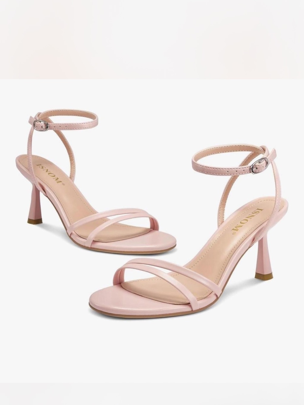 Ankle-Strap Pink Mid-Heel Sandals
